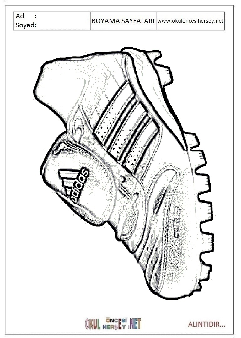 Çocuklar İçin Spor-Ayakkabısı Boyama Sayfaları 